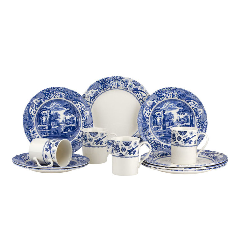Spode Blue Italian Brocato 12 Piece Dinnerware Set, Service for 4 & Reviews Wayfair